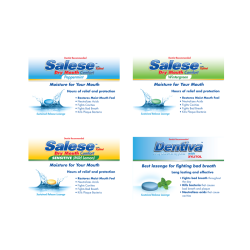 Individual samples of Salese Dry Mouth Comfort and Dentiva Complete Oral Hygiene by Nuvora, Inc.